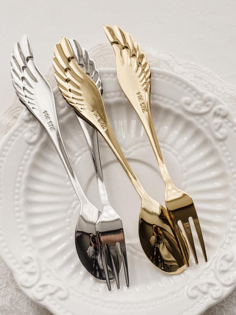 Angel Wings Vidlička na lžičku Kreativní domácí kuchyňské nádobí Retro Nordic 304 nerezová ocel Lžíce na míchání Dezertní vidlička