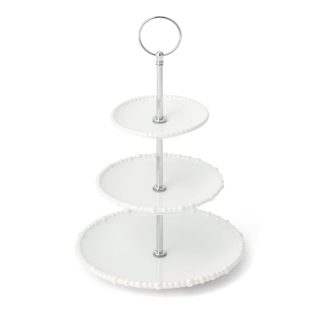 Francfranc Pearl 3-Tier Cake Stand, White, Servingware, Cake Plate
