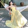 Sexy Backless Long Dress Seaside Vacation Dress Travel Wear Photo Dress Ruffle Edge Beach Dress