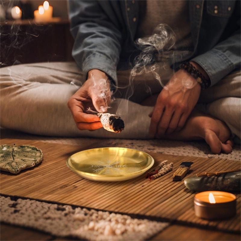 Zinklegierungen Kerzenhalter Tablett Schmuck Kristall Aufbewahrungstablett Organizer Tarots Kerzenständer Platte Dekorativ Teelichthalter