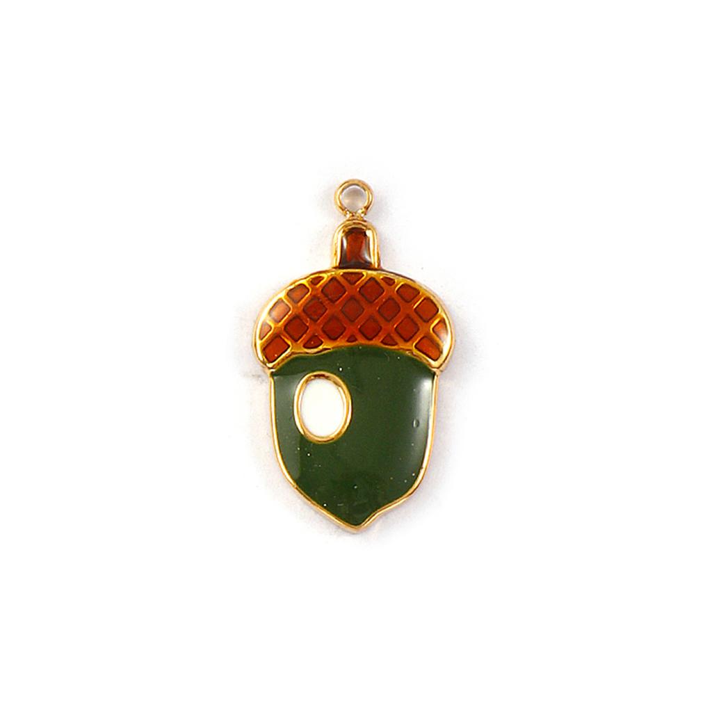 1Piece 304 Stainless Steel Charms 18K Gold Plated Enamel Strawberry Acorn Snail Mushroom Pendant For DIY Necklace Jewelry Making