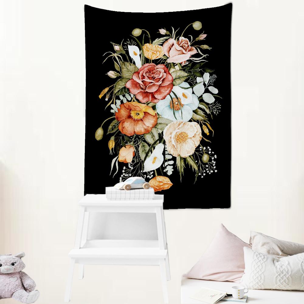Kwiatowy Obraz Olejny Gobelin Wiszący na Ścianie Ins Minimalistyczna Sztuka Hippie Tapiz Psychodeliczny Czarownictwo Pokój Dziewczyny Wystrój