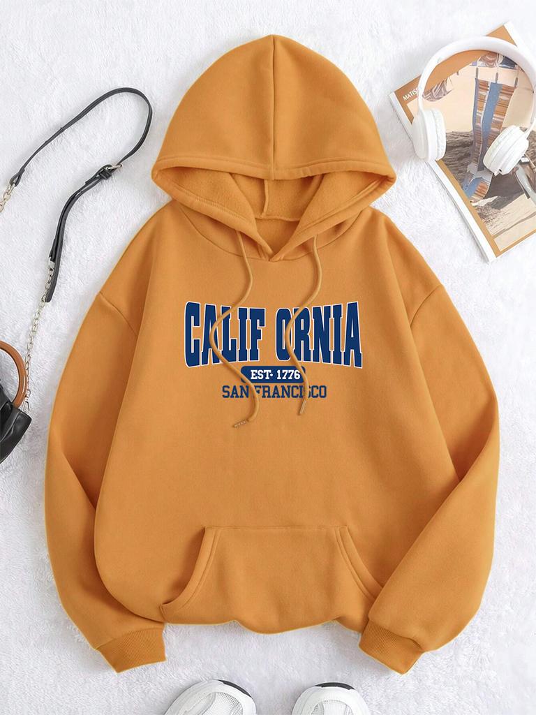 California Est 1776 San Francisco Men Women Hoodies Cute Pocket Pullovers Pattern Oversize Streetwear Fleece Couple Sportswear