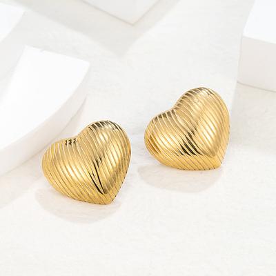 Pruhované náušnice pecky Love Dámské pozlacené Lehký luxus Niche Design Špičkové náušnice z titanové oceli