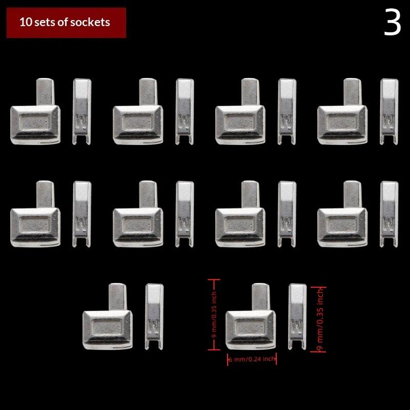 10 Set Non-Slip Stopper Metal Zipper Closure Head Zip End Lock Clothes Zippers Bottom Socket Repair Kit Accessories