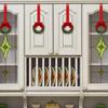 12Pcs Artificial Wreath 13cm Small Christmas Wreaths Ribbon Bows Wreath for Front Door Kitchen Cabinets Wall Window