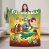 Bender Robot Fry Leela Cartoon Knitted Blanket Planet Express Flannel Throw for Bed Soft Warm Bedspread Portable