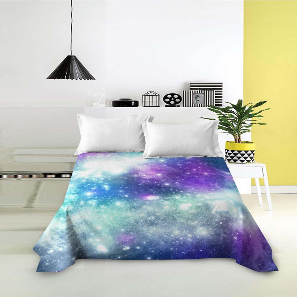 Galaxy Weltraumdruck King Queen Spannbettlaken 3D Sternenhimmel Bettwäsche Laken Universum Weiches Polyester Bettwäsche Leinen für Jungen Teenager Erwachsene