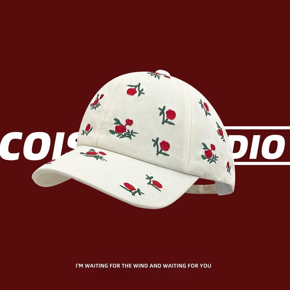 1pc Flower Brim Print Baseball Cap for Women,Sweet Leisure Sports Retro Embroidered Sun Hat,suitable for Daywear,travel,outdoor