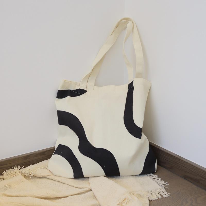 Literary canvas bag large-capacity shopping bag fashionable and simple shoulder women's bag