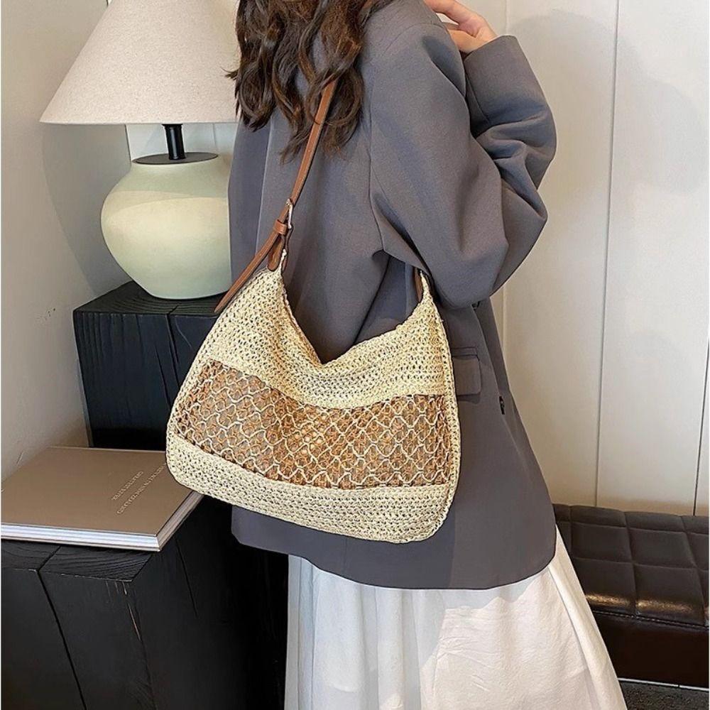 

Fashion Weave Tote Bag Large Capacity Summer Beach Straw Handbag Bohemian Shoulder Bag Summer Style 2