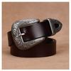 Womens Genuine Leather Belt With Vintage Carved Y2K Rivet Decor Slim Waistband Jeans Blazers
