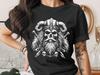 Viking Skull T-Shirt, Norse Mythology Tee, Horned Helmet Warrior Valhalla Skull Graphic, Pagan Goth Apparel Gift