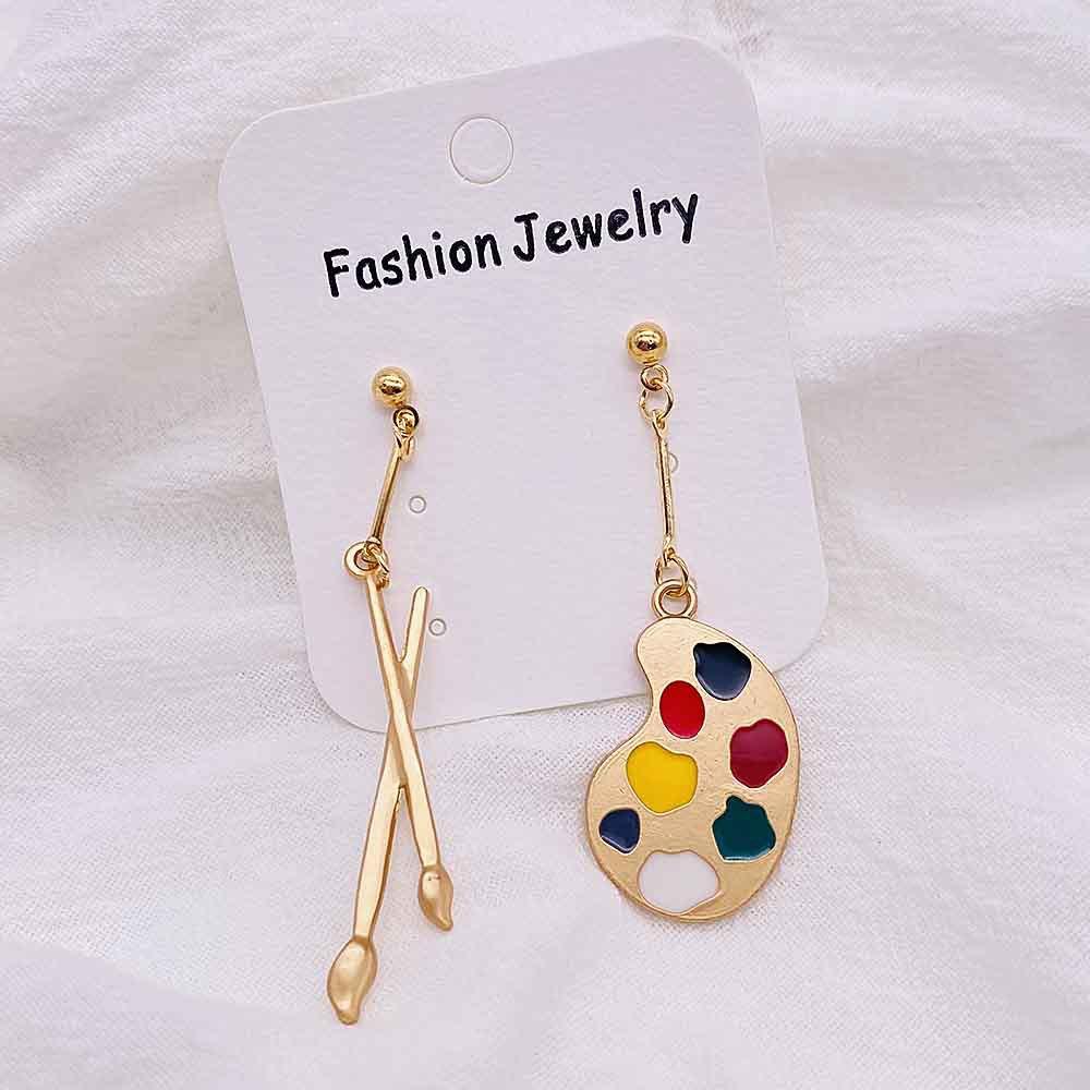 Personality Fun Brush Drawing Board Earrings Book Ruler Artist Brush Earrings for Woman Girl Jewelry Gift