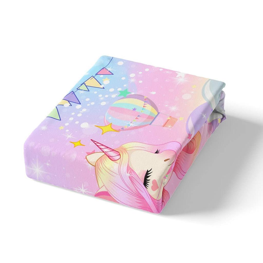 Cute Rainbow Unicorn Three-piece Quilt Cover 3D Digital Printing Bedding Set Bed Cover