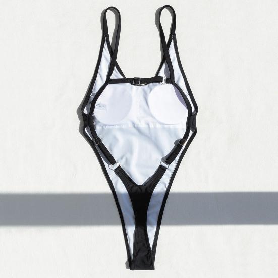 Women Sexy Monokini V-Neck Sleeveless Swimsuit Backless Design Figure-Enhancing Fit One-piece Bikini