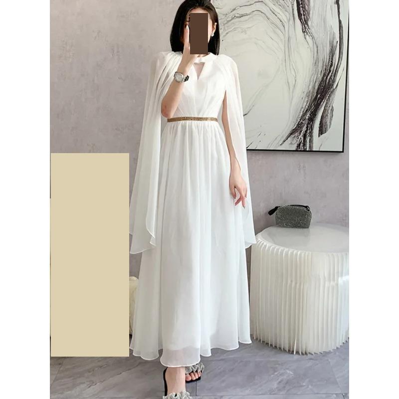 Fashion White Long Dress Women Sleeveless High End Vintage Elegant Party Dresses Vestidos Clothing