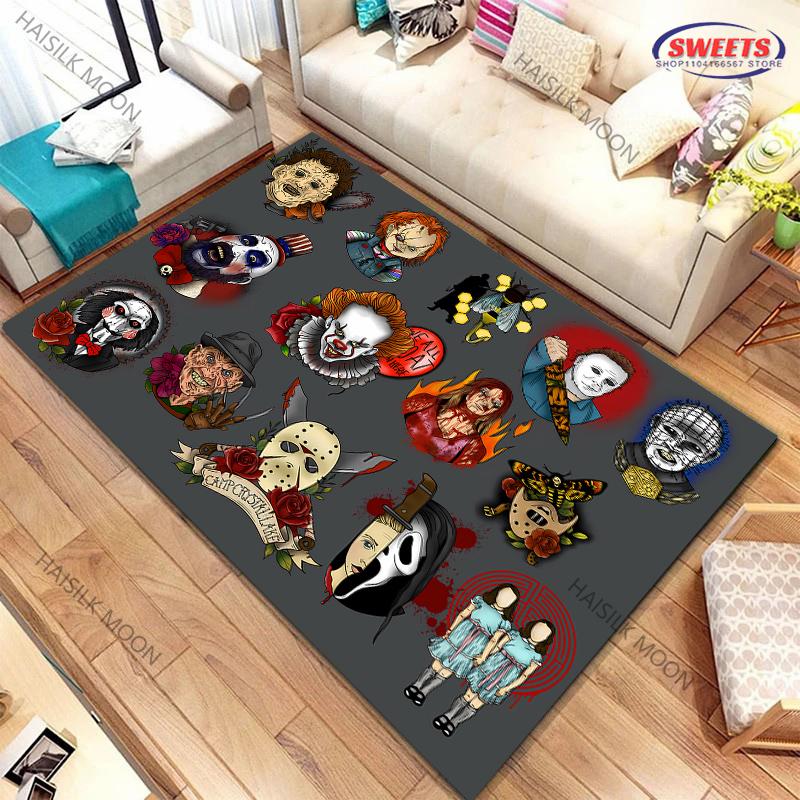 1PC Halloween Horror Thriller Carpet New Release! Rug for Living Rooms Bedrooms,Machines Washable Mat Gift for Boyfriend Son Dad