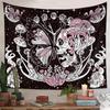Bohemian Tapestry Wall Hanging with Skull Mushroom Design Ins Style Decorative Fabric for Bedroom Living Room Dorm Background