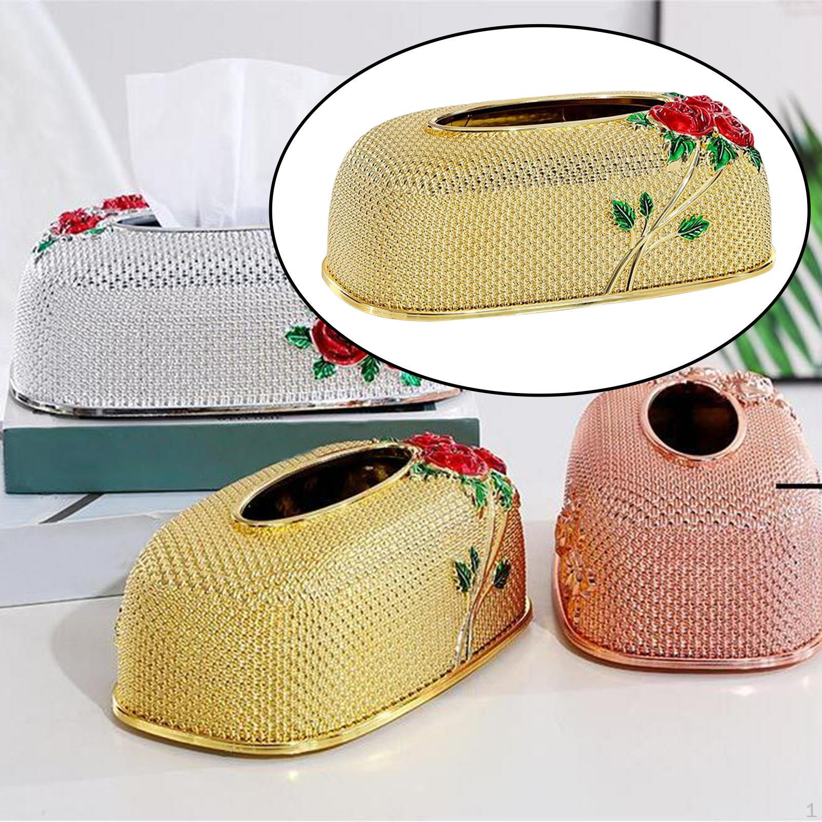 

Elegant Floral Design Tissue Box Holder for Bathroom Décor - Stylish and Versatile золотистий