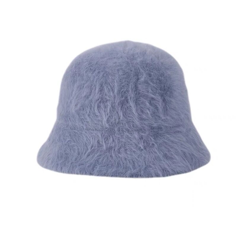Japanese Style Retro Versatile Face Cover Rabbit Fur Bucket Hat for Women Korean Autumn and Winter Warm Fisherman Hat  Ins Headwear