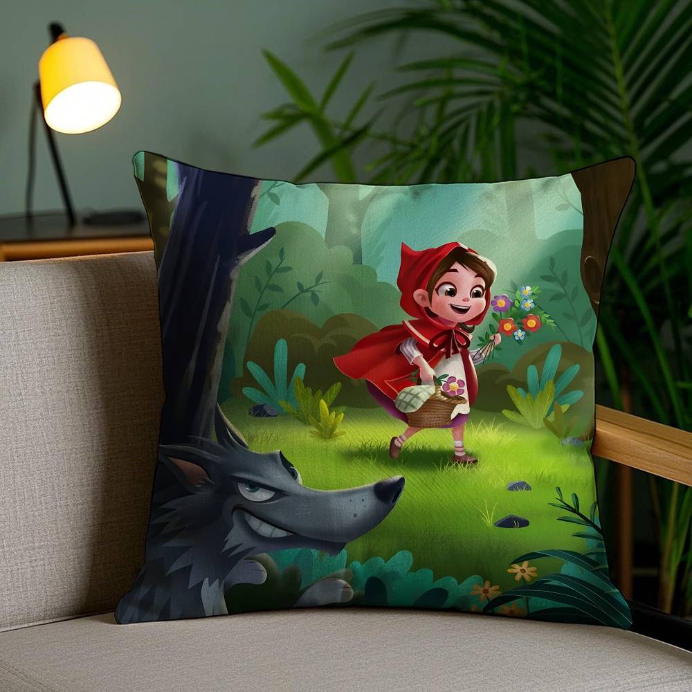 Милая наволочка «Красная Шапочка» Защитная наволочка от пылевых клещей Потайная молния Шелковистый короткий плюш Чехол на подушку для дивана 12x12Inch