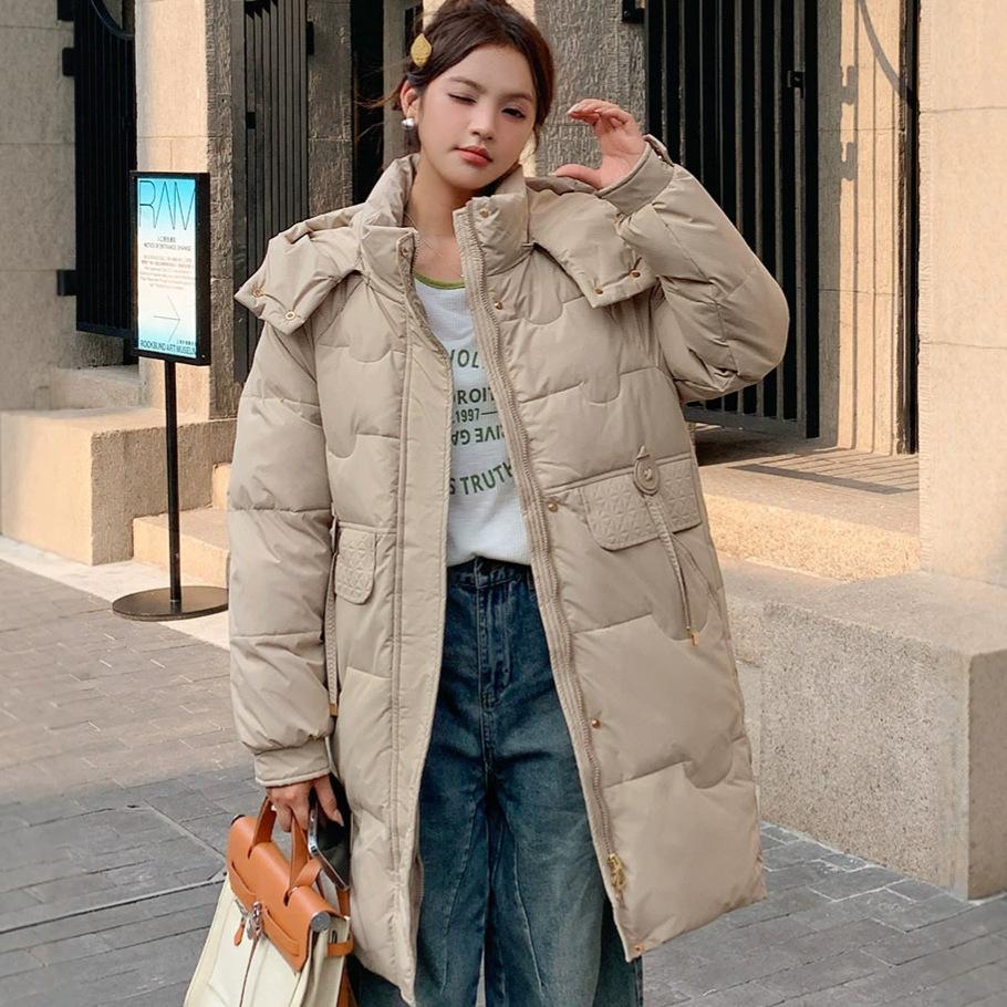 Winter new cotton-padded clothes women's medium and long thickened cotton-padded clothes fashion temperament loose hooded cotton-padded jacket