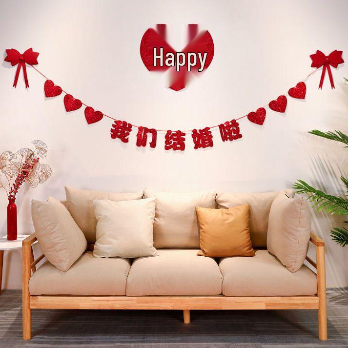 Double Happiness Wedding Room Decor Set for Bride & Groom's Bedroom and Living Room