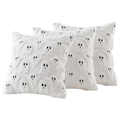 Ghost Halloween Decorative Pillow Covers 18X18 Set Of 3, Throw Cushion Cases For Home For Fall Autumn Holiday