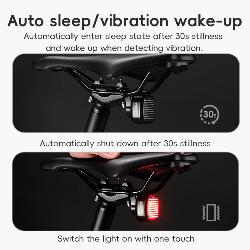 Rockbros Bicycle Rear Light Smart Sync Brake Sensing Taillight 12 Modes Ipx6 Rechargeable Rear Light Mtb Road Bike Accessories