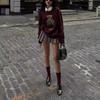 Winter Women's Sweater Clothing Bear Embroidery Round Neck Slim Fit Sweater Cartoon College Style Knitted Oversized Y2k