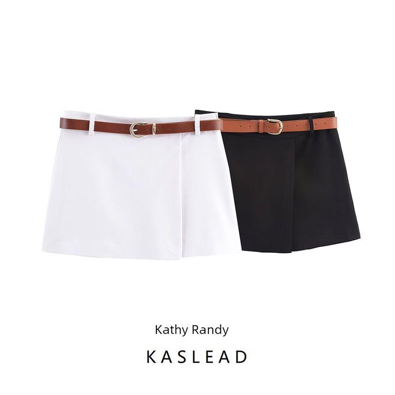 Kaslead New Women clothes Western Style Fashion Simple and Versatile Double Placket Belt Culottes 1608220
