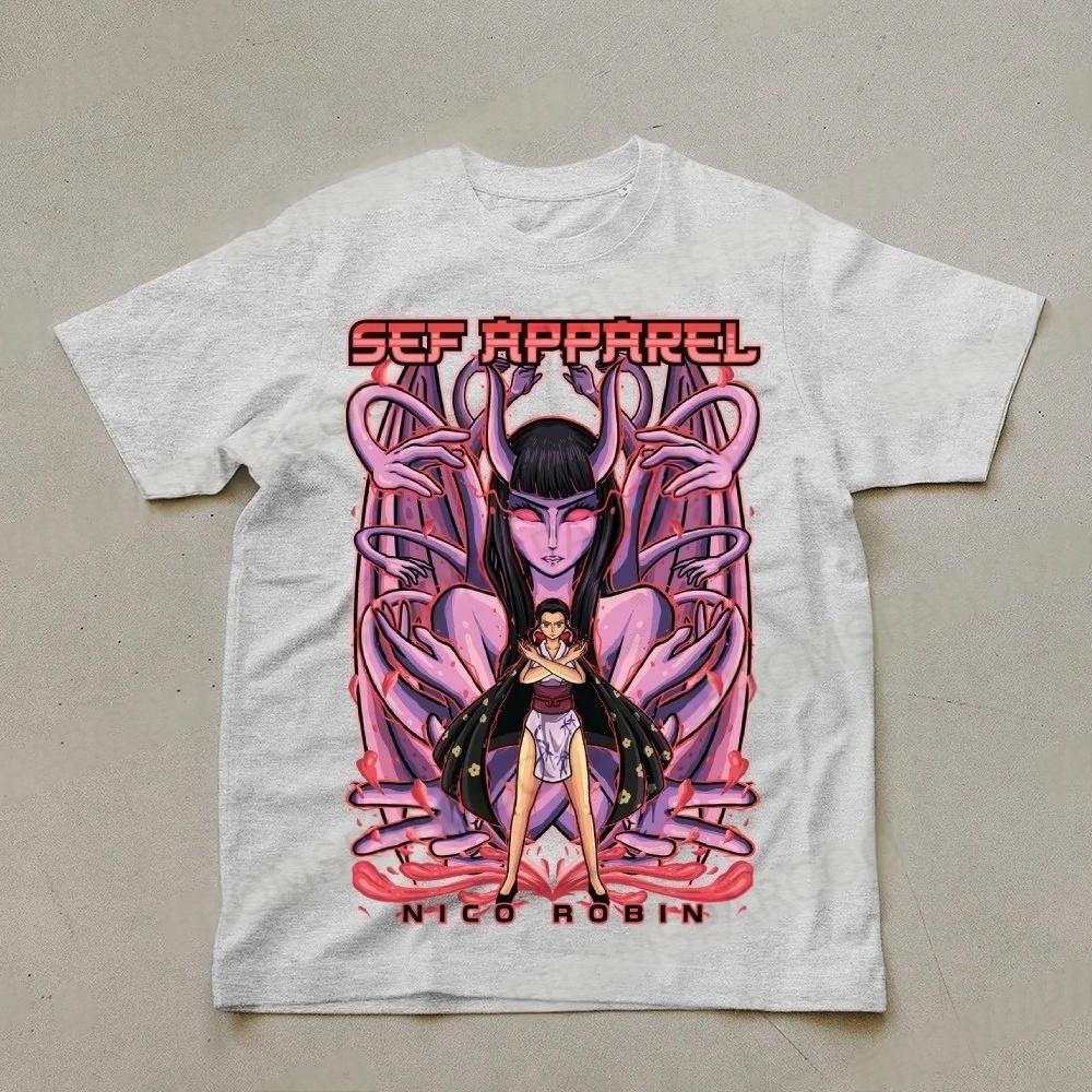 

One Piece Nico Robin Unisexs and Womens Tshirt 2026 Summer New Cotton Anime Printed Casual Parent Child Short Sleeve Top M