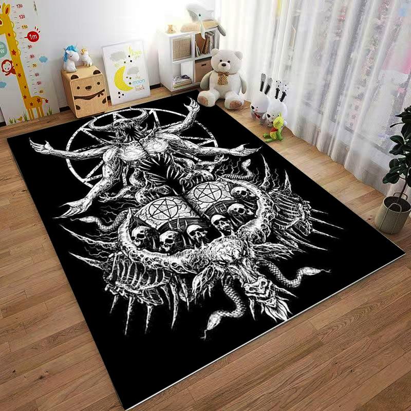 "Dark Occult Illustration Carpet with Baphomet Design and Mystical Symbolic Art" Suitable for use as an anti-slip for room and bedroom sofas