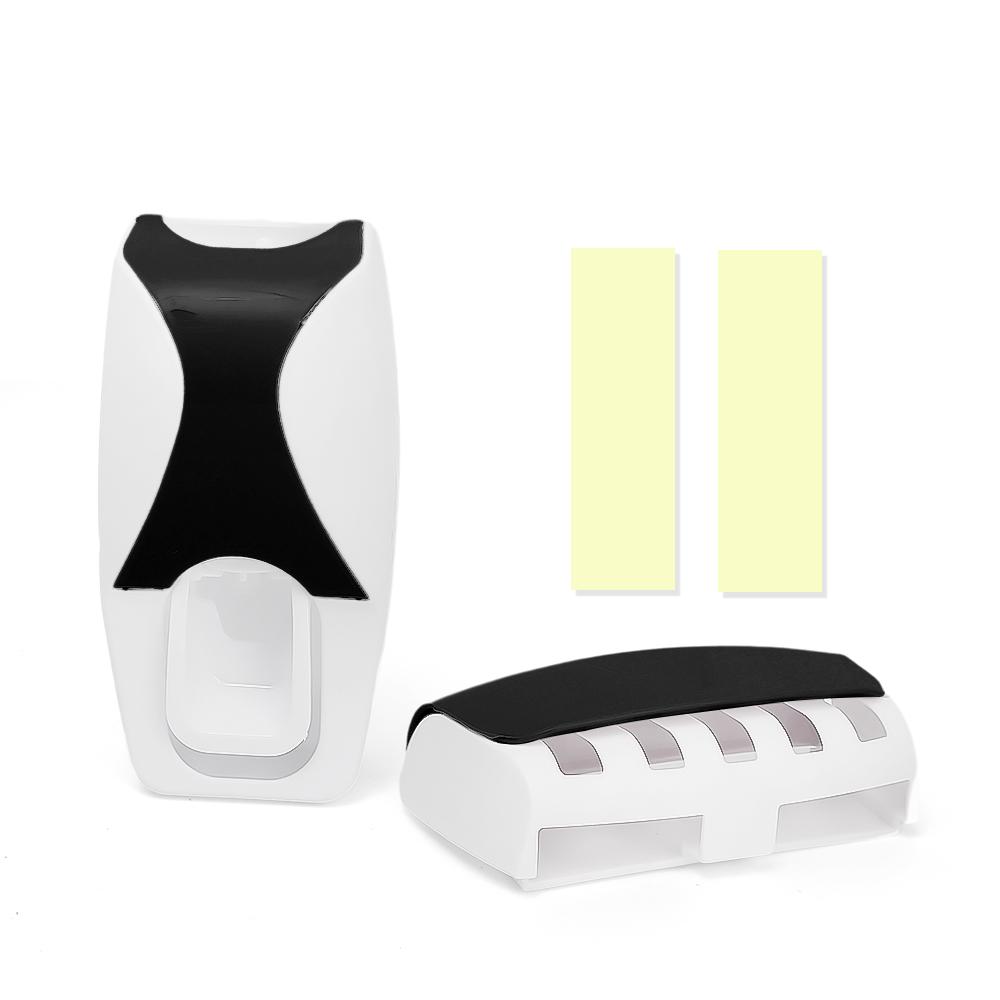 

Держатель зубной щетки с автоматическим дозатором зубной пасты, настенная стойка для хранения зубных щеток и бритв, выдавливатель зубной пасты для ванной комнаты чёрный