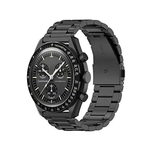 

20mm Stainless Steel Strap for Omega X Swatch Joint MoonSwatch Men Women Metal Folding Buckle Band Watch Bracelet Silver Black 20mm чёрный