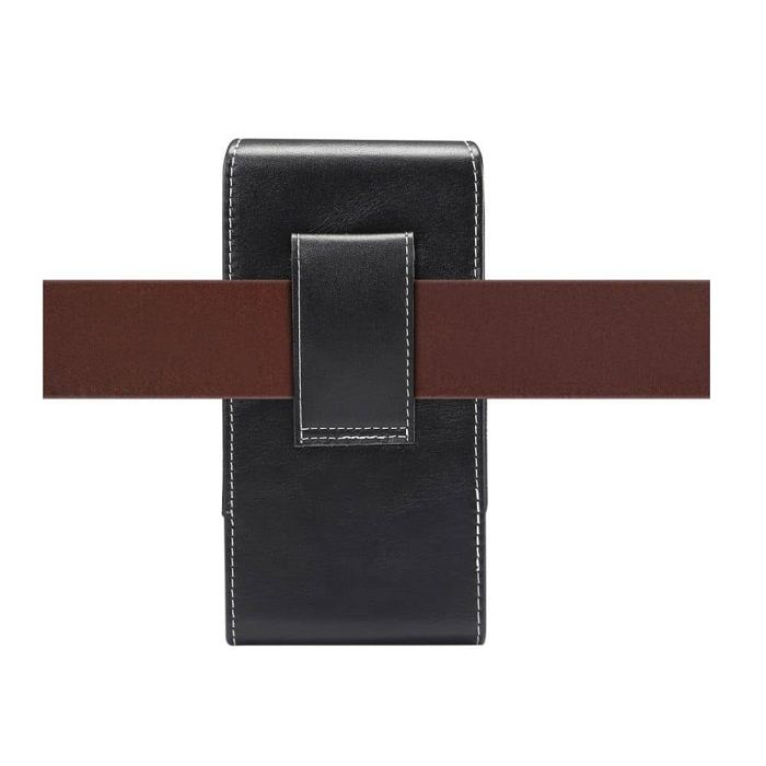 Étui vertical en cuir - HAWEEL - Infinix Hot 30 Play NFC (2023) - Fermeture magnétique - Boucle ceinture & mousqueton - Noir
