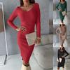 2024 Autumn/Winter Sexy Backless Deep V-Neck Long Sleeve Dress for Women - European & American Style