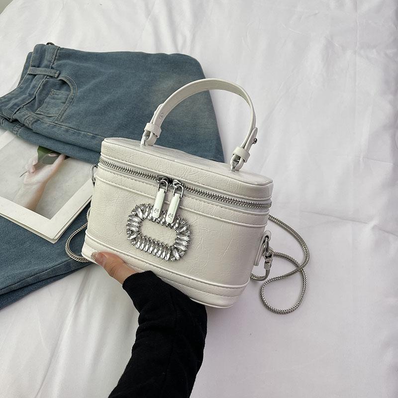 Dames Handtas Mini Vierkante Tassen in Franse Stijl Nieuwe Mode Getextureerde Bucket Bag Chic Design Veelzijdige Dames Crossbody Tas