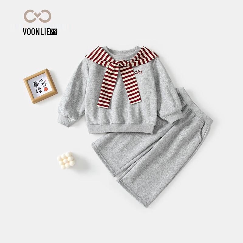 VOONLIE Girls  Striped Sweatshirt & Pants Set 90