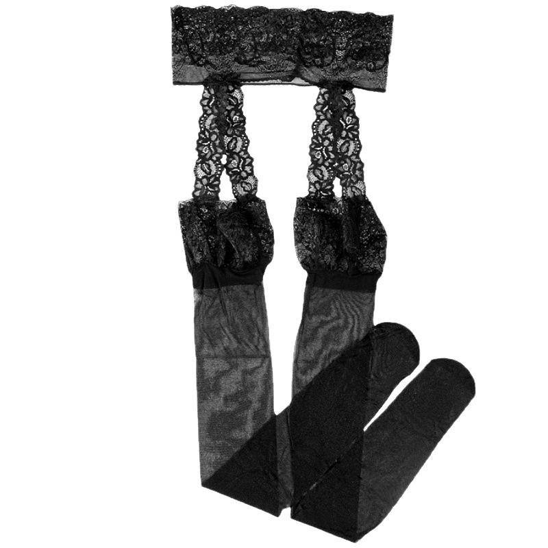 Sexy Svarte Ultratynne Lårhøye Strømper med Strømpeholder – Fristende og Elegante for Vår/Sommer.