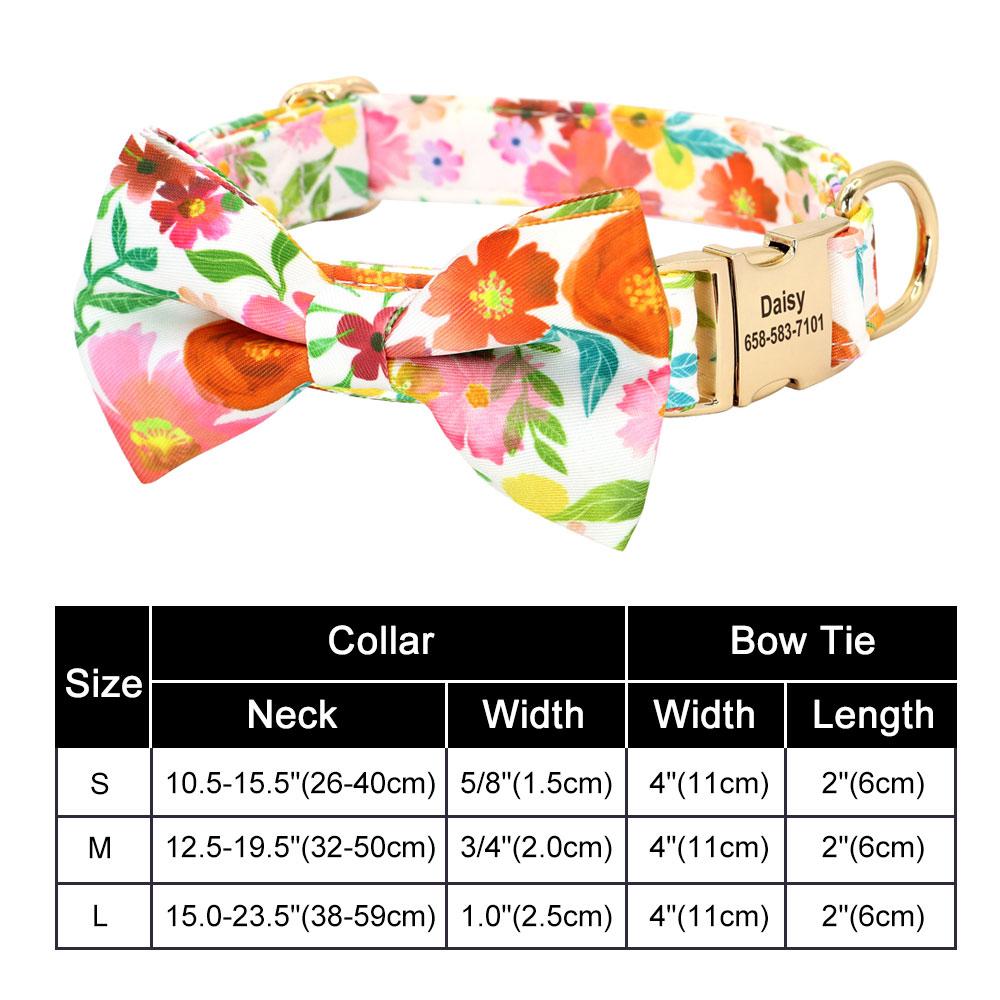 Personalized Nylon Bowknot Dog Collar Custom Printed Chihuahua French Bullodog Collars Adjutable Nameplate For Small Medium Dogs