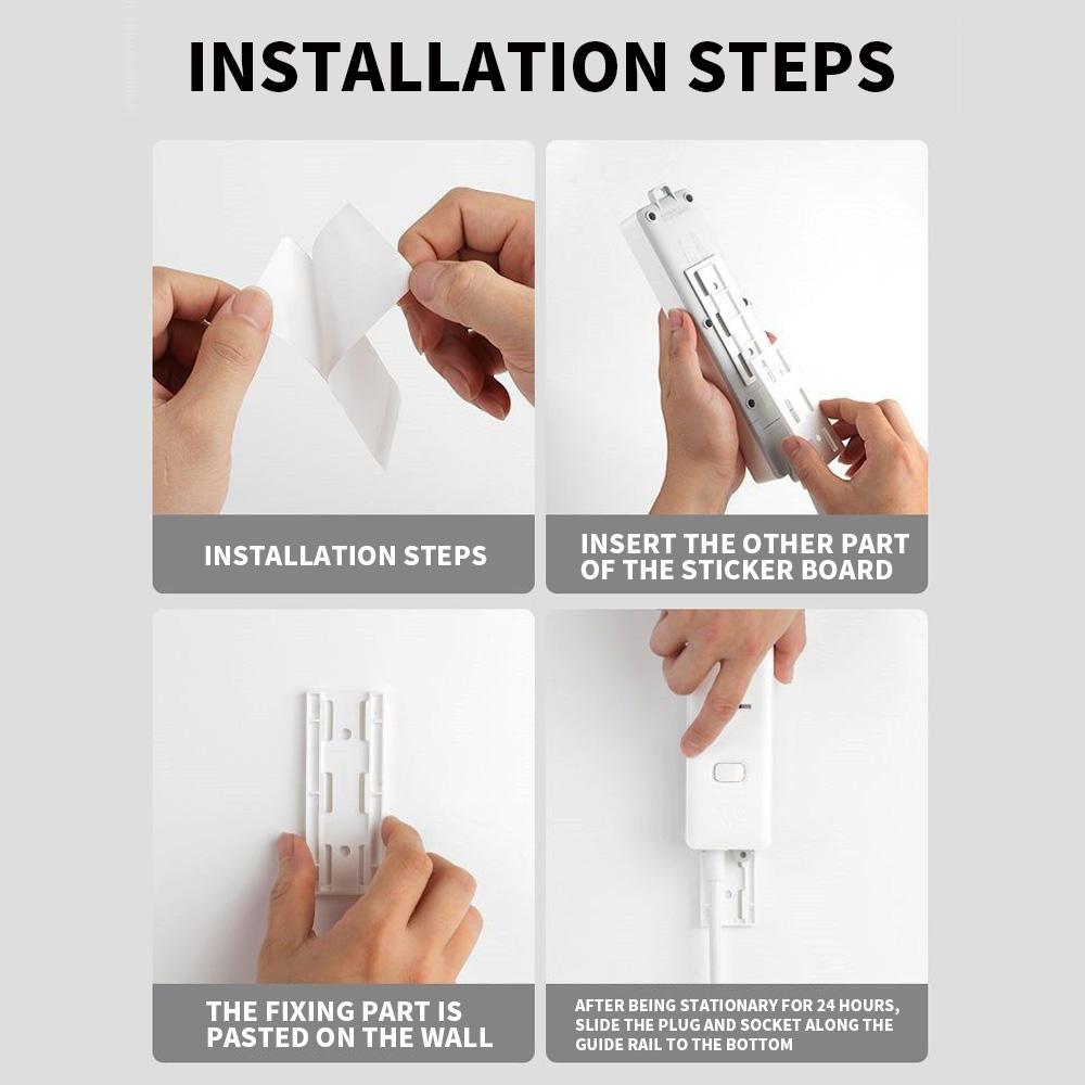 10PCS/5PCS/1PC Self-Adhesive Power Socket Strip Fixator Wall Mounted Self Adhesive Punch Free Row Plug Holder for Kitchen Home