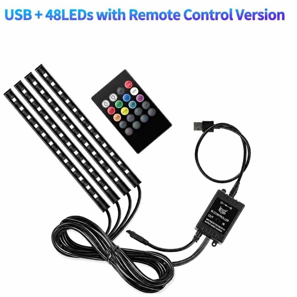 RGB Car LED Strip Lights 4 in 1 Car Interior LED Lights Car LED Footwell Lights  Car Floor Decor