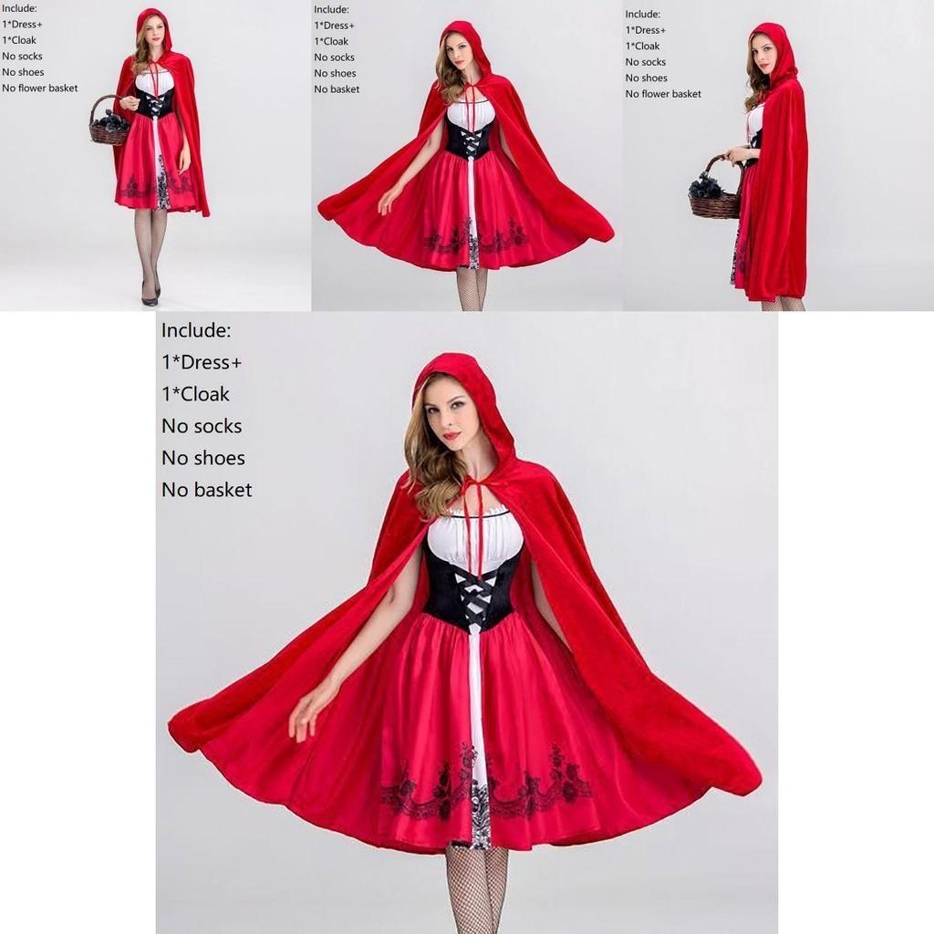 Büyüleyici Kadınlar Cadılar Bayramı Cosplay Cadı Büyücü Elbisesi Kırmızı Başlıklı Kız'dan Esinlenilmiştir