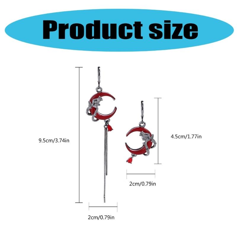 Asymmetrical Crescent Tassels Ear Cuffs Sophisticated Crescent Tassels Earrings Ear Clip Jewelry for Fashion Enthusiasts