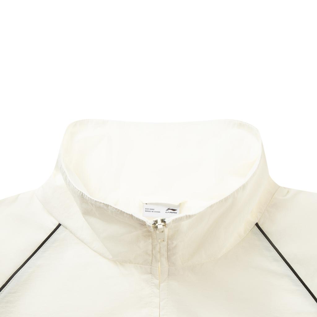 Li Ning Sports Lifestyle Series Casual Retro Color Block Stand Collar Zipper Windbreaker Unisex Outerwear Off-White AFDVE97-2