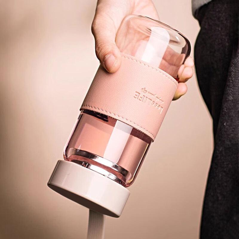 Jiwu Forest Portable Glass Water Bottle with Tea Infuser