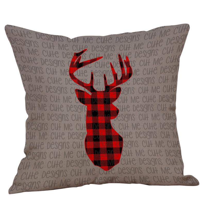 American Christmas Deer Pattern Throw Pillow Cover - Festive Sofa or Car Cushion