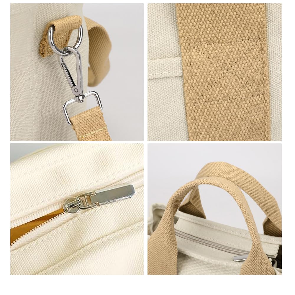 GOXUNYUAN Canvas Tote Bag for Women, Lightweight, Durable, Large Capacity, Multi-Pocket, Not Waterproof, Brown